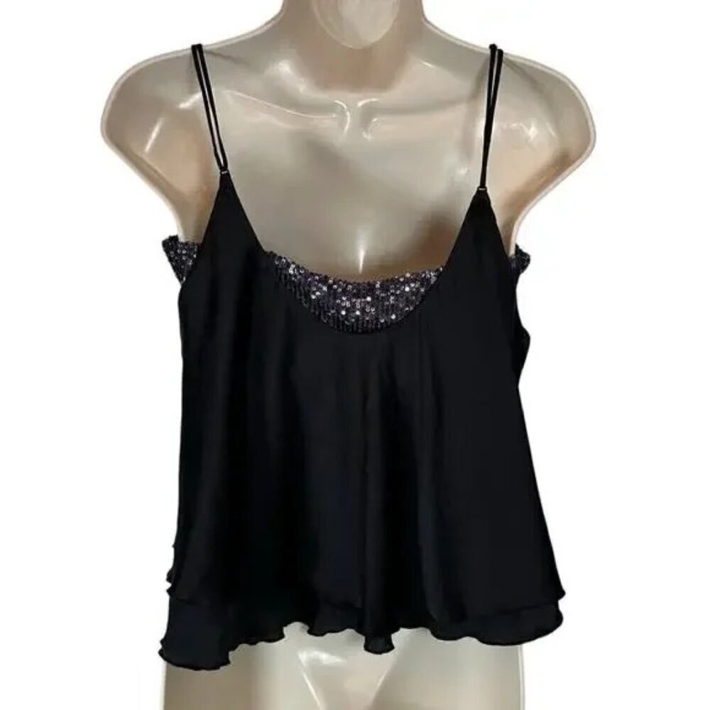 Free People Turn It On Black Sequin Satin Cami - Picture 6 of 9